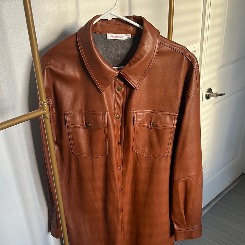 Brown Faux Leather Jacket